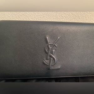 YSL black leather clutch